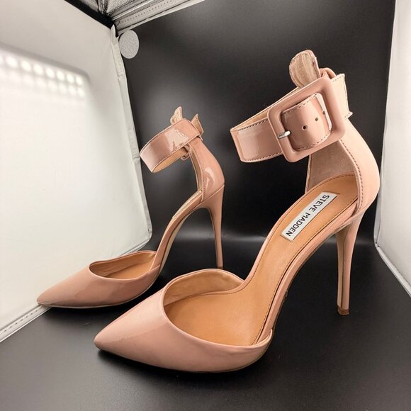 Steve Madden Valid Blush Patent Ankle Strap Stiletto Heels - Picture 3 of 9